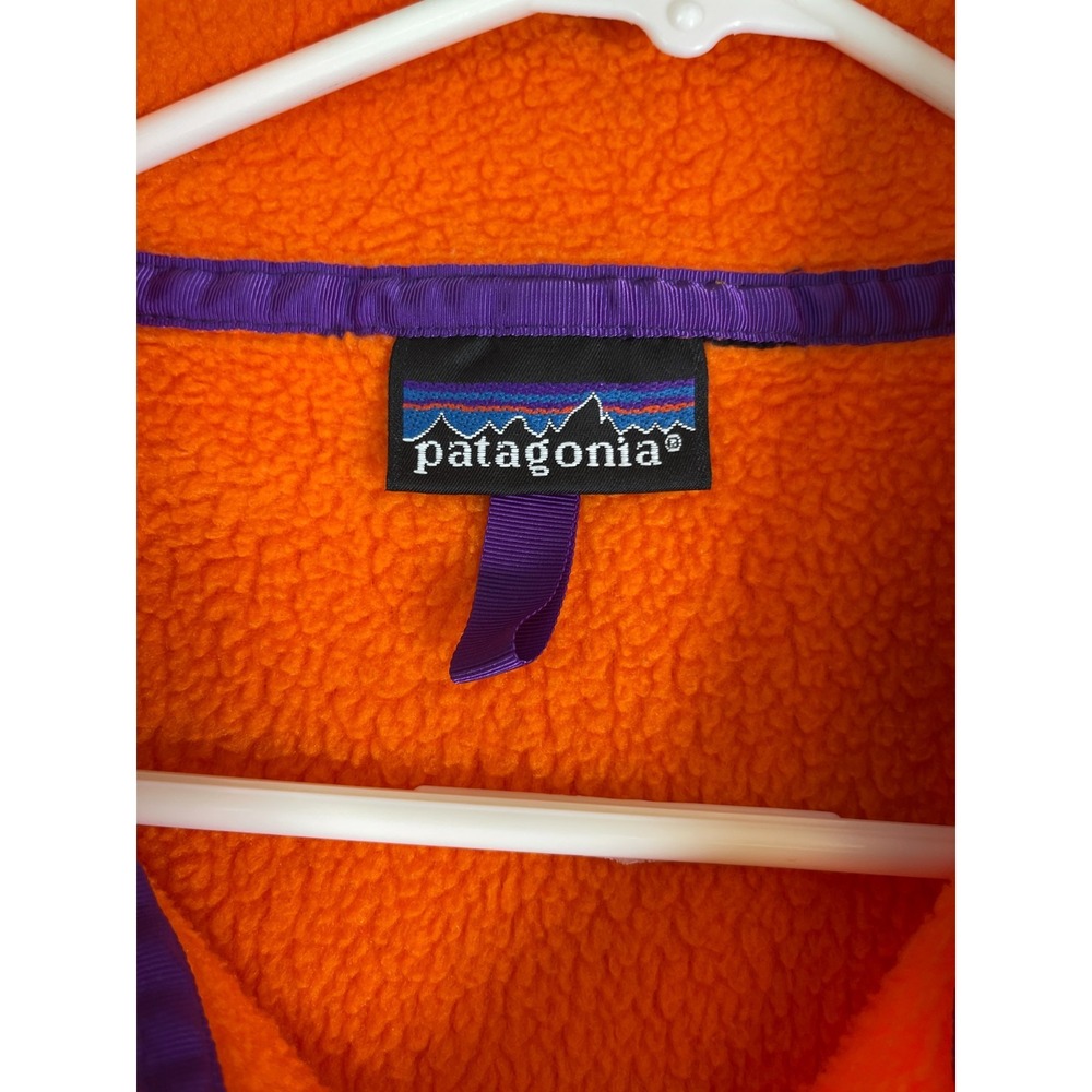 VTG 80s Patagonia Synchilla Snap T Fleece Jacket Mens Medium Orange Hiking USA - Picture 4 of 13